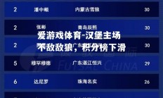 爱游戏体育-汉堡主场不敌敌狼，积分榜下滑
